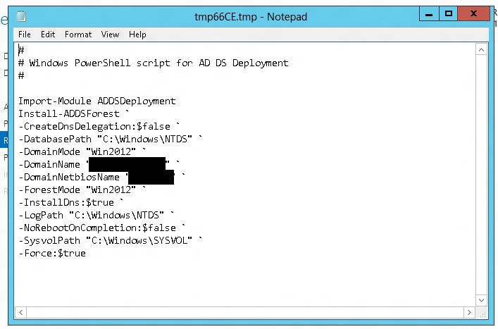 Windows Server 2012 Active Directory Configuration Script
