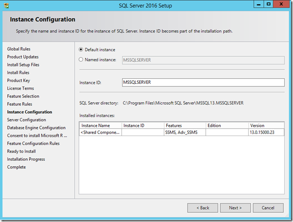 SQL Server 2016 Instance Configuration